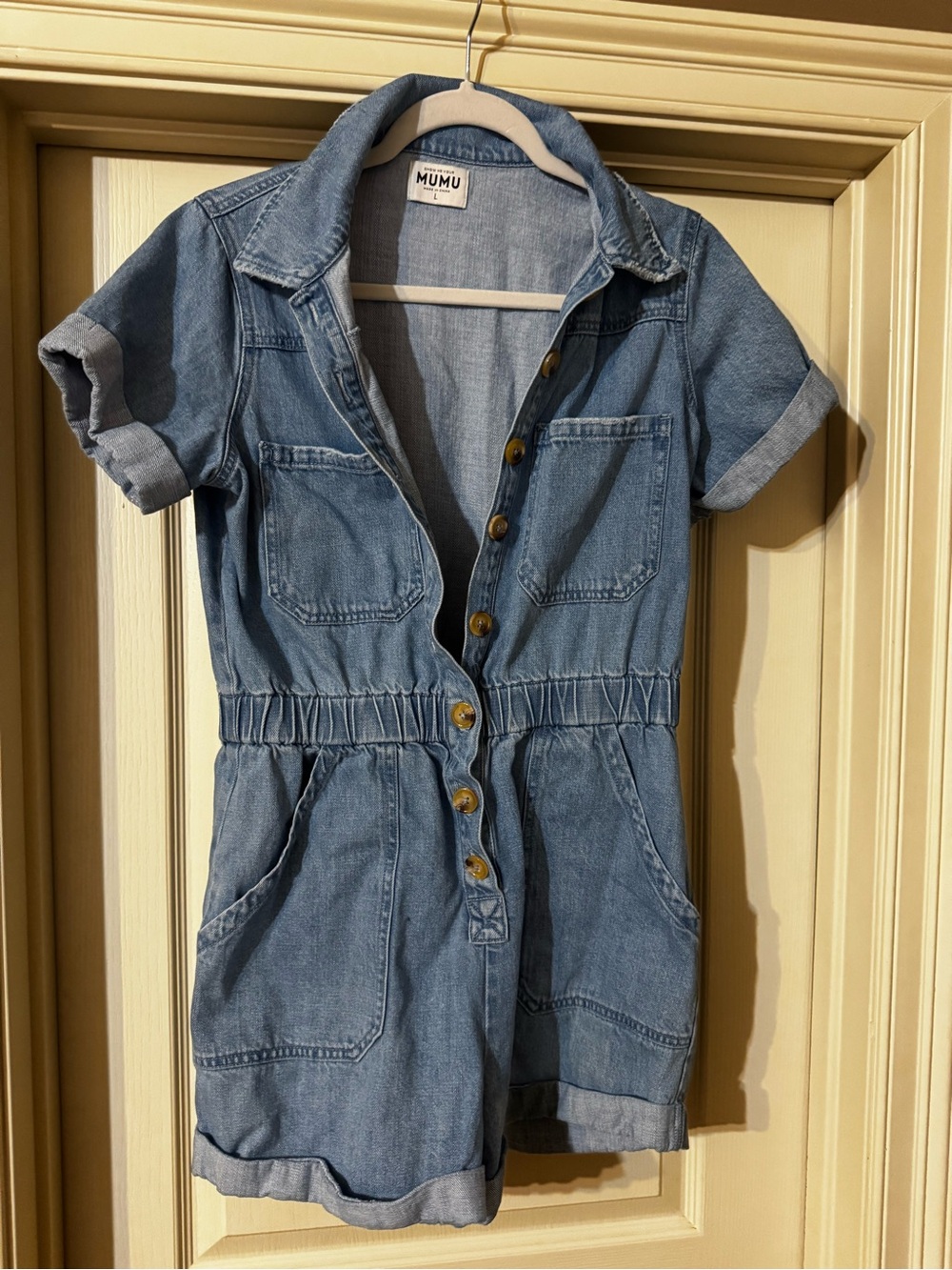 Show me your mumu Light Blue Denim Romper